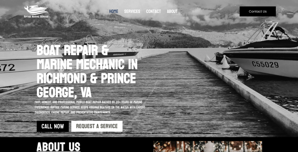 Screenshot 2026-02-20 at 10.54.15 AM Riptide Marine Service website project in Richmond VA